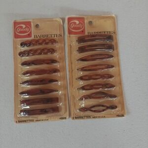 Lot of 2 NEW! Vintage 1975 Goody Hair Barrettes Pack of‎ 8 Mock Tortoise #6926